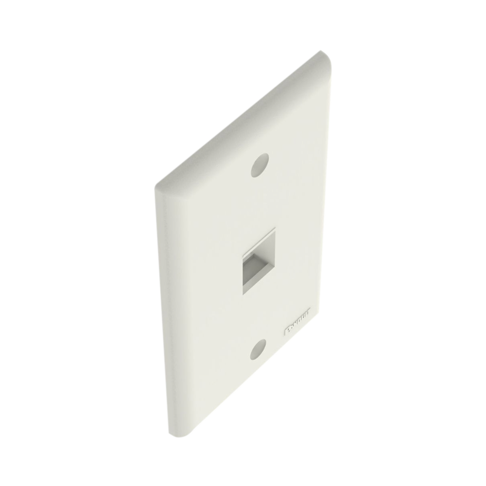 Placa de Pared Vertical, Salida Para 1 Puerto Keystone, Color Blanco Mate