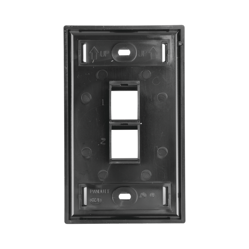 Placa de Pared Vertical, Salida Para 2 Puertos Keystone, Con Espacios Para Etiquetas, Color Negro