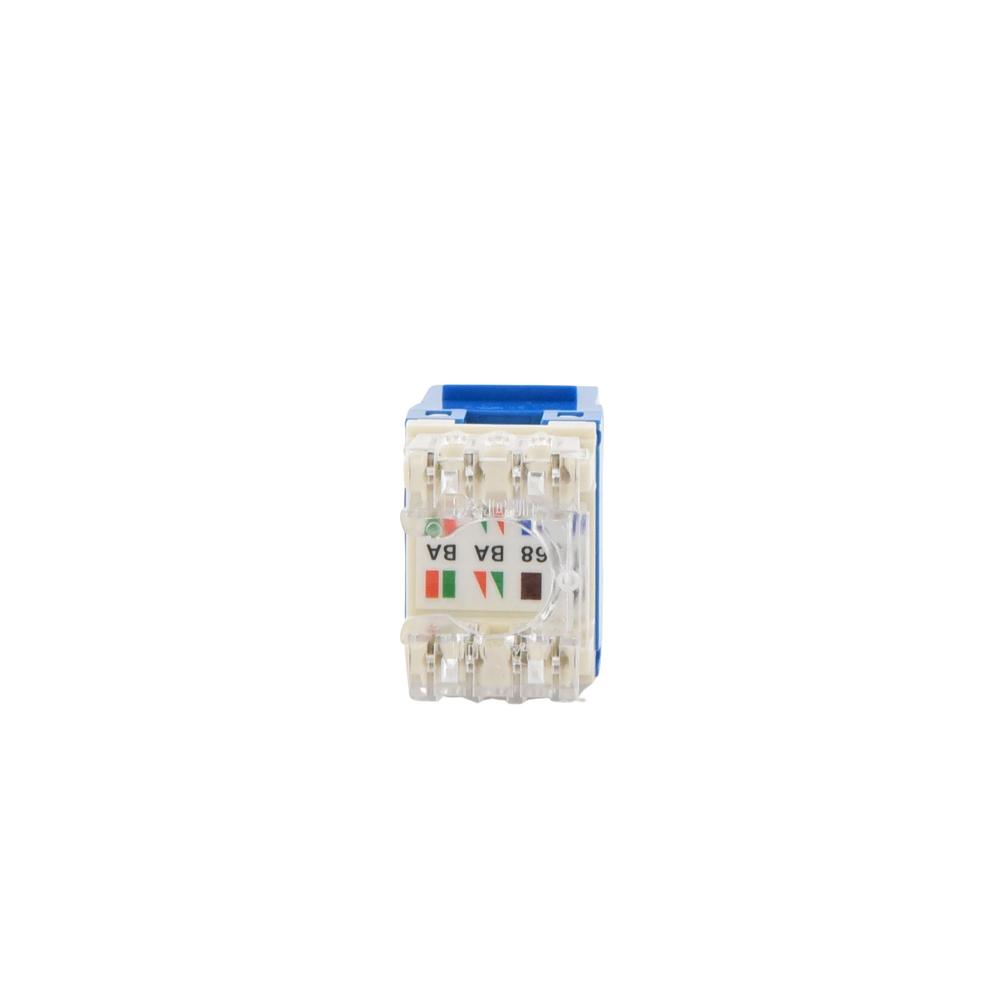 Conector Jack Estilo 110 (de Impacto), Tipo Keystone, Categoría 6, de 8 Posiciones y 8 Cables, Color Azul