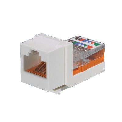 Conector Jack Estilo Leadframe, Tipo Keystone, Categoría 5e, de 8 Posiciones y 8 Cables, Color Marfil