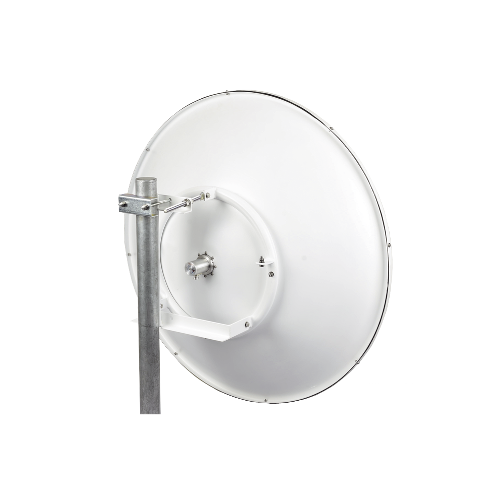 1 Antena Direccional de alto rendimiento / diámetro de 60 cm / 5.9-7.2 GHz / Ganancia 30 dBi / SLANT de 45 ° y 90 ° / Ideal para 30 km / Conector N-Hembra / Montaje y jumpers incluidos.