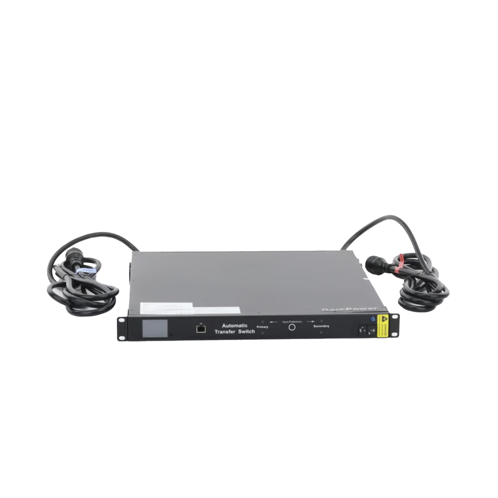 PDU Monitoreable de Transferencia Automática ATS (Fuente Redundante), Con 10 Salidas 5-15R, Enchufes de Entrada L5-20P, Instalación Horizontal de 19in, 1UR, 20 Amp, 120 Vca