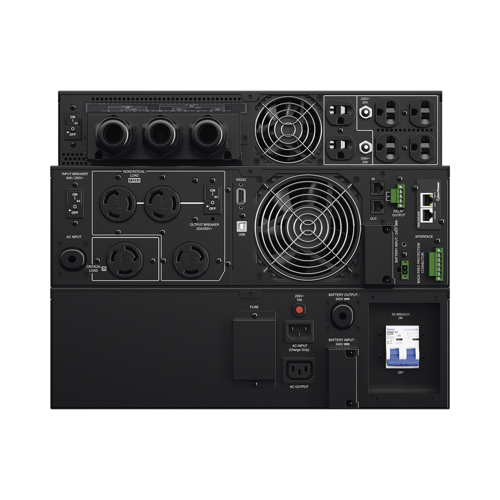 UPS de 6000 VA/5400 W, Online Doble Conversión, 200 - 240 Vac de Entrada NEMA L6-30P, 120 - 240 Vac de Salida, Onda Senoidal Pura, Torre o Rack de 8 UR, Con 6 Tomas NEMA 5-20R, 2 NEMA L6-20R y 1 NEMA L6-30R