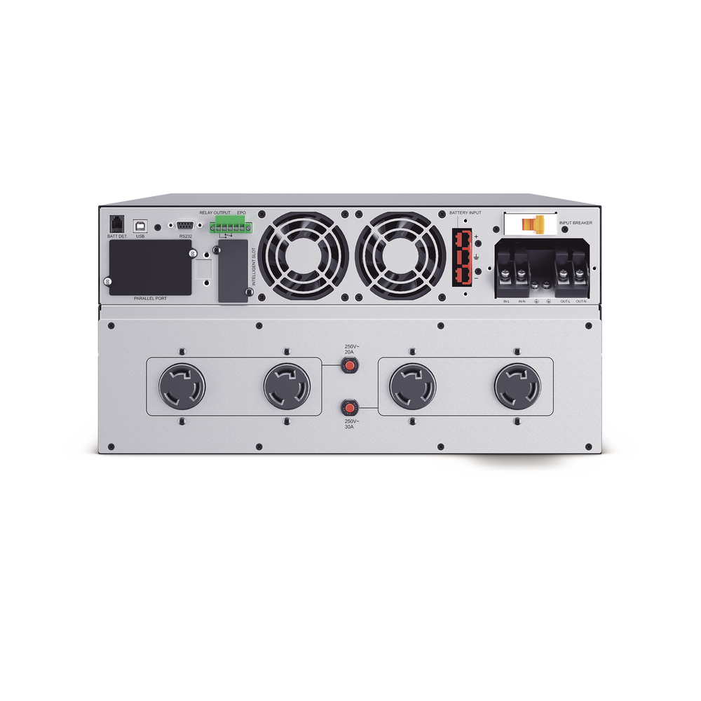 UPS de 10000 VA/10000 W, Online Doble Conversión, 200 - 240 Vac de Entrada, 200 - 240 Vac de Salida, Terminal Hardwired, Onda Senoidal Pura, Torre o Rack de 6 UR, Con 3 Tomas NEMA L6-30R