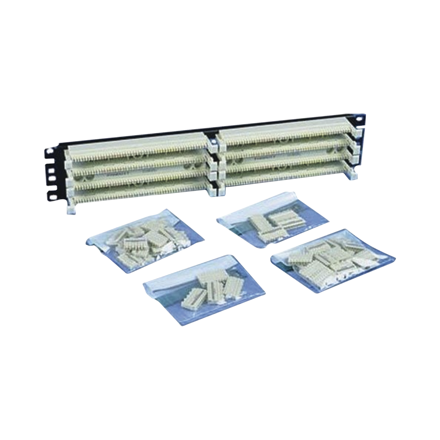 Kit Panel de Conexión con 2 Bases de 100 Pares, Categoría 5e, Incluye 40 Bloques de Conexión de 5 Pares y Etiquetas, 19 Pulgadas (48.26 cm), 2 UR