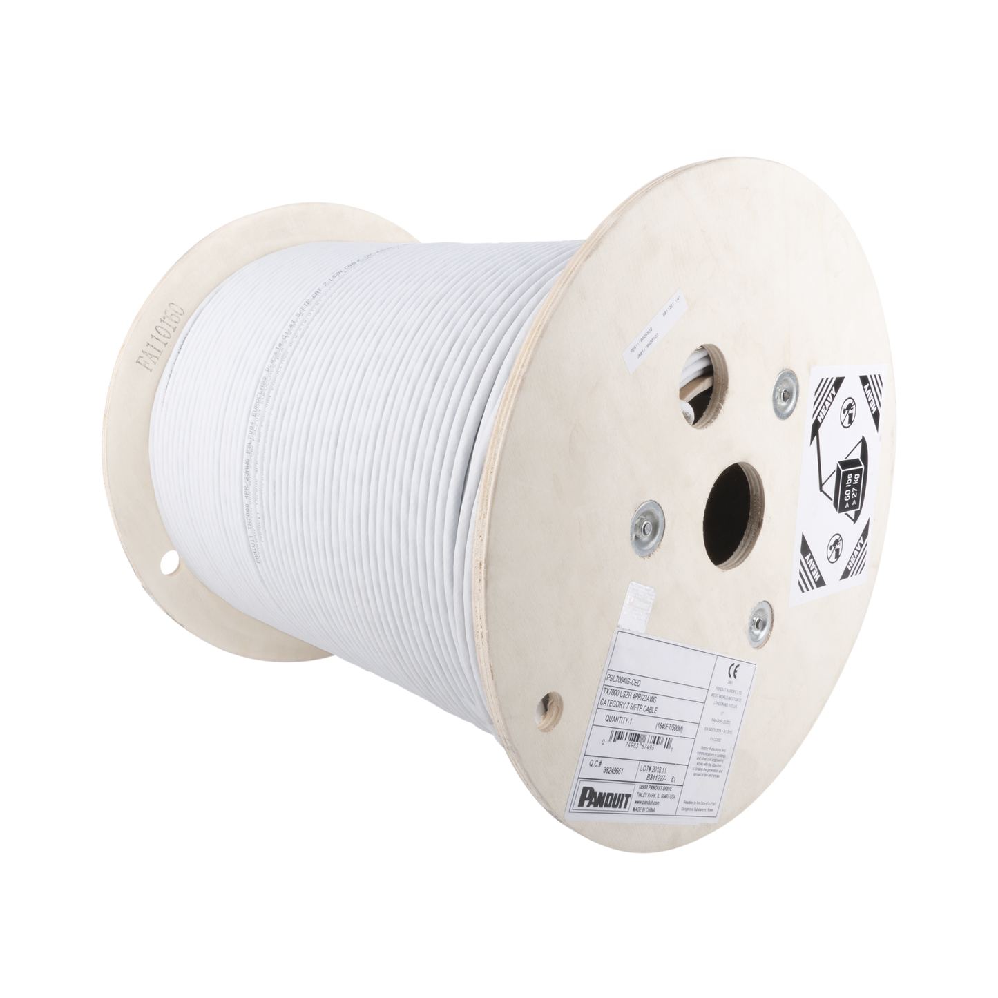 Bobina de Cable Blindado F/UTP de 4 Pares, Cat6A, Soporte de Aplicaciones 10GBase-T, LSZH (Libre de Gases Tóxicos), Color Blanco, 305 Metros (1000 Pies)