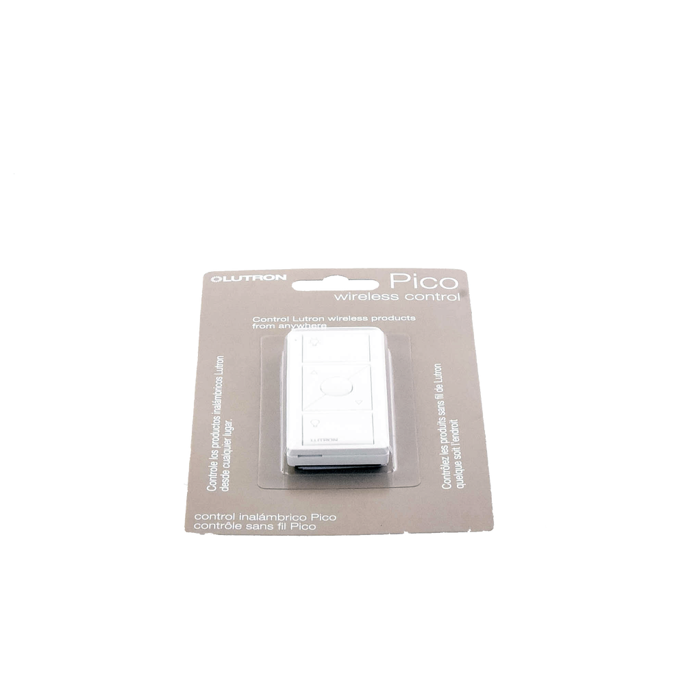 Control remoto PICO 3 botones encender/apagar, subir/bajar intensidad, color blanco, complemente con un atenuador Caseta, RA2, RadioRa2.
