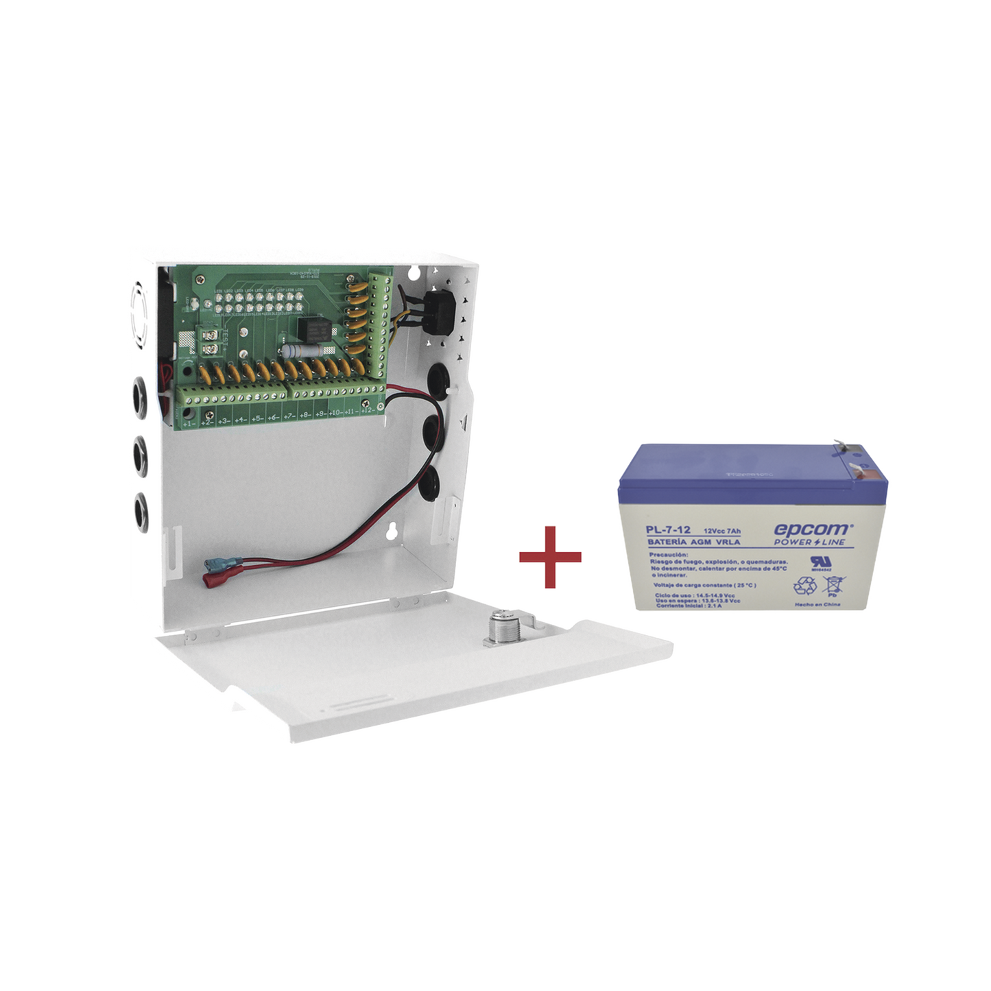 Kit / Fuente con 18 salidas / 20 Amperes totales / Ajuste de voltaje de 11-15 V / 20 A modelo PLK12DC20ABK / + Batería incluída PL712