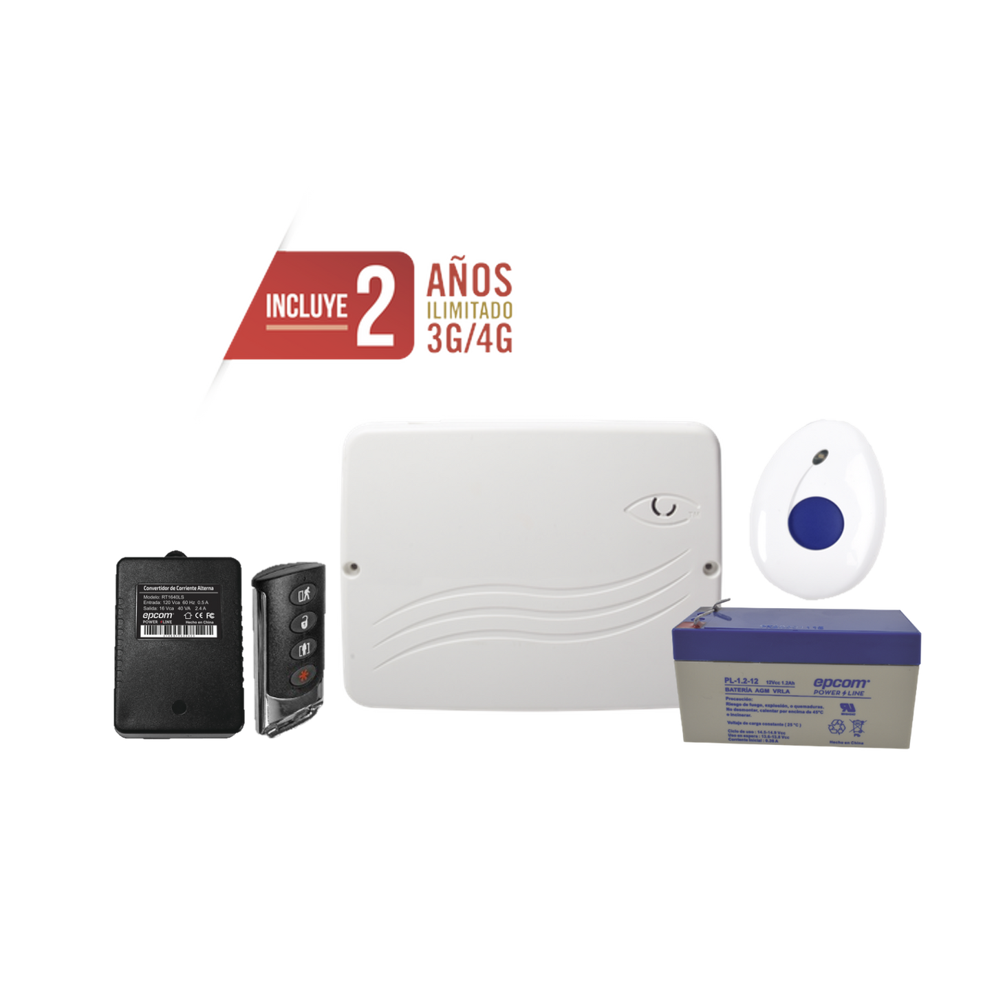 Kit de Panel de Alarma Híbrido 4G LTE con botón de Pánico y Detección de Caídas Inalámbrico, Incluye SIM con 2 años de Datos y APP Gratis