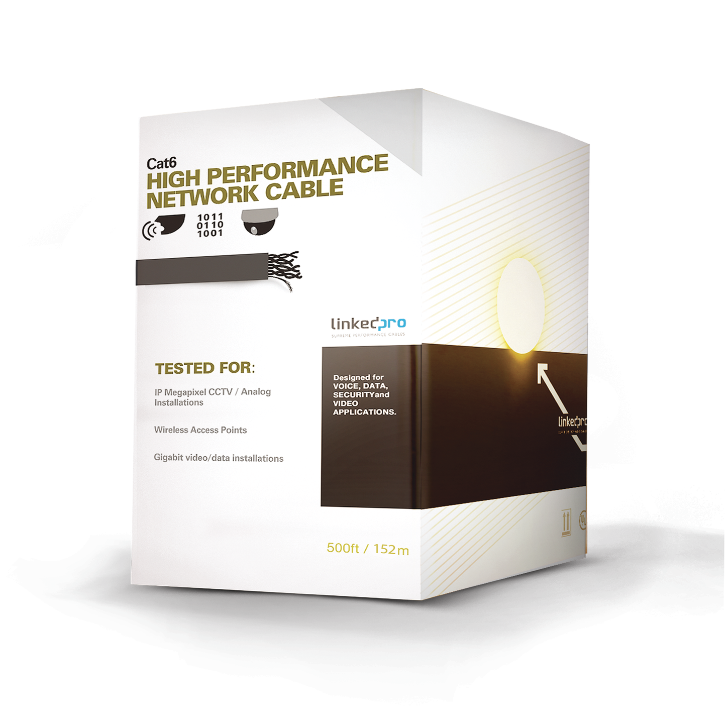 Cable Cat6+ CALIBRE 23 UTP, Intemperie con GEL DOBLE CHAQUETA, UL, color negro de 152.5 Metros, para Climas EXTREMOS