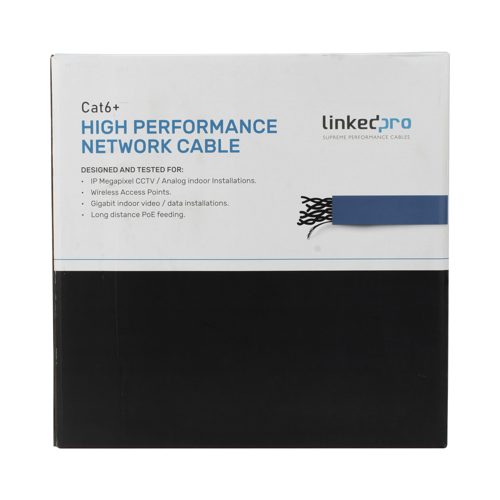 Bobina de Cable de 305 Metros (1000 Pies) Cat6+ Blindado F/UTP, CM, Calibre 23 Alto Rendimiento, ETL, UL, Color Azul, Super Flexible, para Aplicaciones de Video Vigilancia, Video HD, y Redes de Datos. Uso Interior.