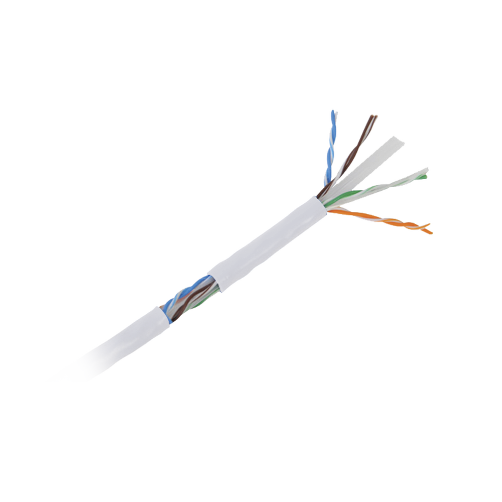 Bobina de Cable UTP de 305 Metros (1000 Pies) Cat6 Aleación de Cobre y Aluminio (CCA), Color Blanco, Uso Exclusivo Interior
