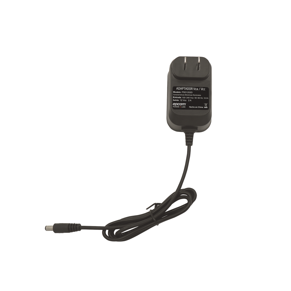 Fuente de Poder de 12 Vcc Regulada / 2 Amp / Voltaje de Entrada de 100 - 240 VCA / Longitud del cable 96 cms.