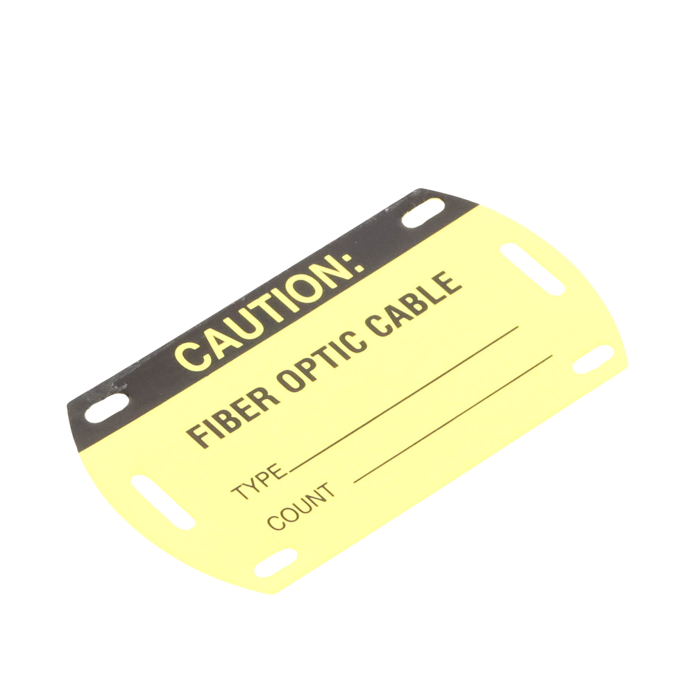 Kit de 5 Etiquetas Autolaminadas para Fibra Óptica, Para Uso Interior/Exterior, Dimensiones de 90.42 x 52.32 mm (3.56 x 2.06 pulgadas), Color Negro con Amarillo
