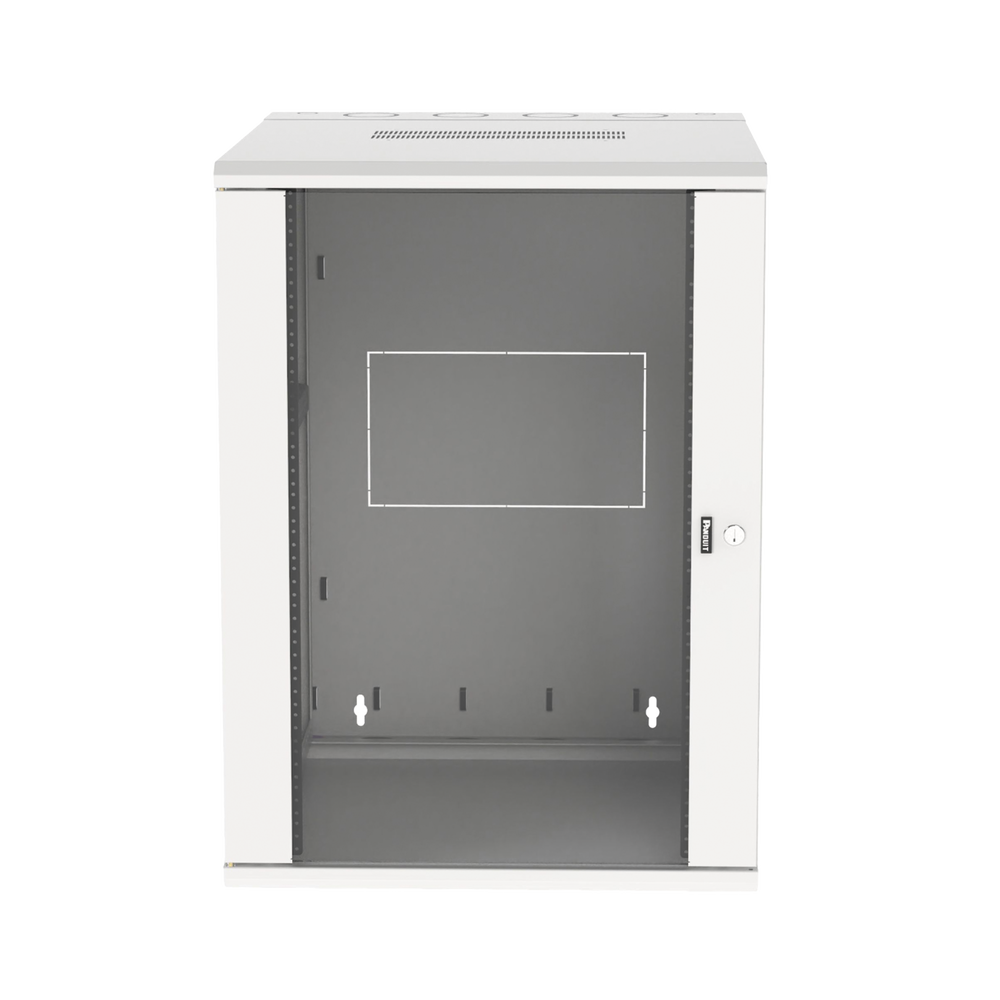 Gabinete PanZone de Montaje en Pared, de 19in, Puerta con Ventana de Seguridad, 18 UR, 762mm de Profundidad, Color Blanco
