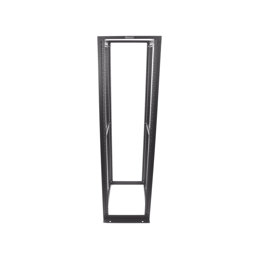Rack de Cuatro Postes Estándar de 19", Rieles Numerados y Roscados #12-24, Profundidad Máxima de 30 in, 45 Unidades de Rack, Color Negro