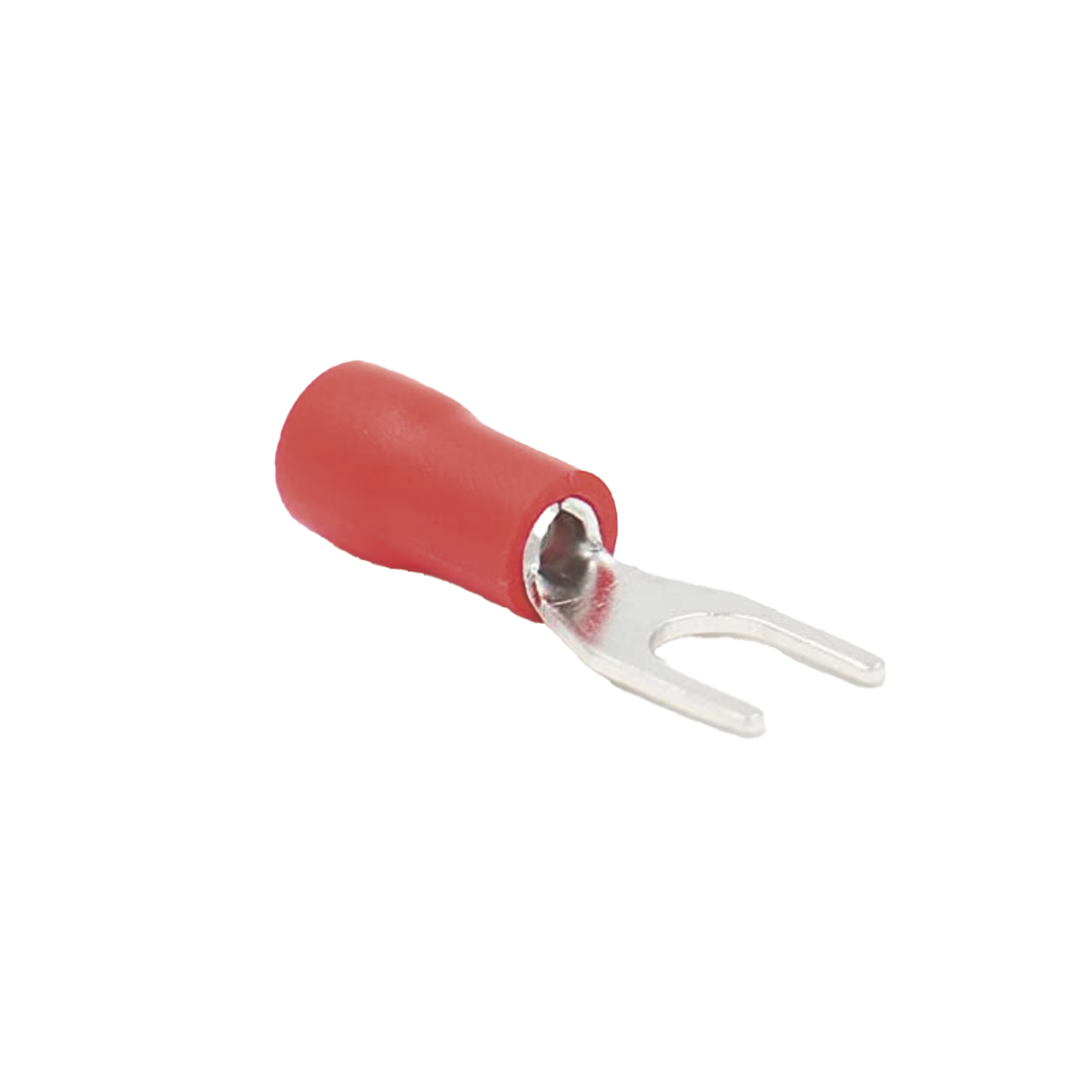 Terminal tipo horquilla ( espada ) aislada / 22 - 16 AWG / Rojo / Paquete de 25 piezas.