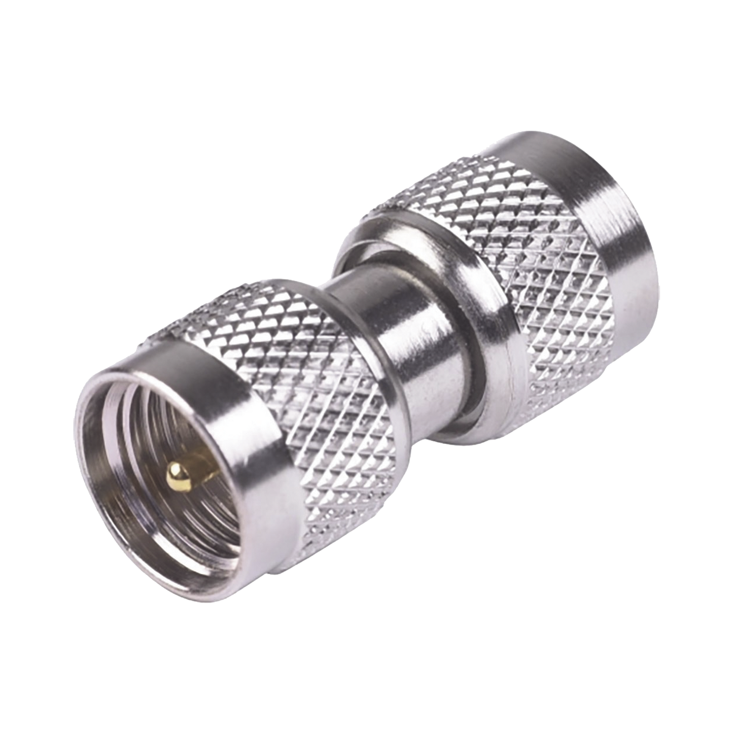 Adaptador Barril, de Conectores Mini-UHF Machos, Níquel/ Oro/ Teflón.