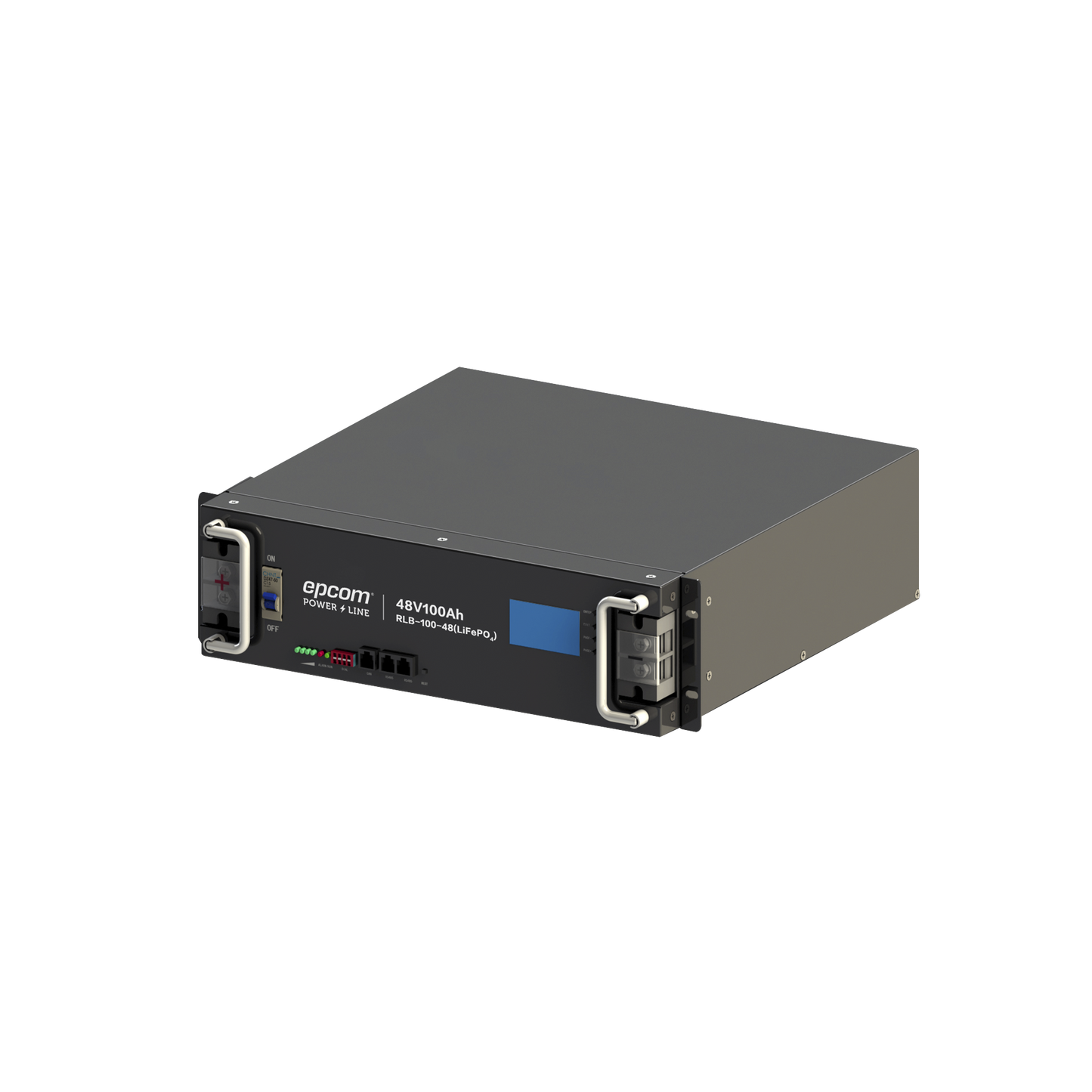 Batería de Litio de 4.8 Kwh, 48 Vcc, 100 Ah, 3U de Montaje en Rack con Pantalla de Monitoreo Local LCD