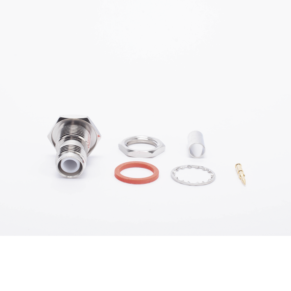 Conector TNC Hembra Inverso para Chasis de Anillo Plegable para Cable RG-58/U.