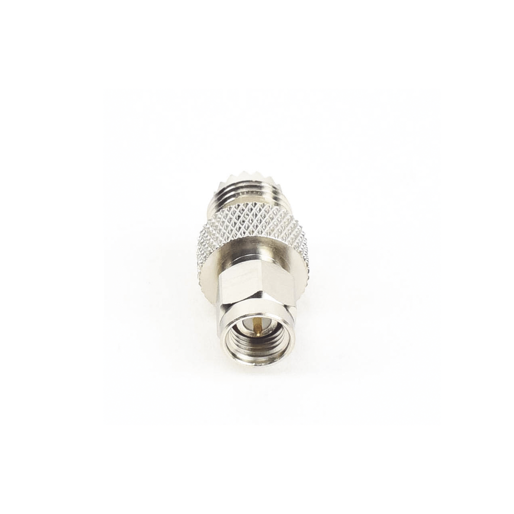Adaptador en Línea, de Conector SMA Macho a Mini-UHF Hembra, Níquel/ Oro/ Teflón.Au/Teflón.