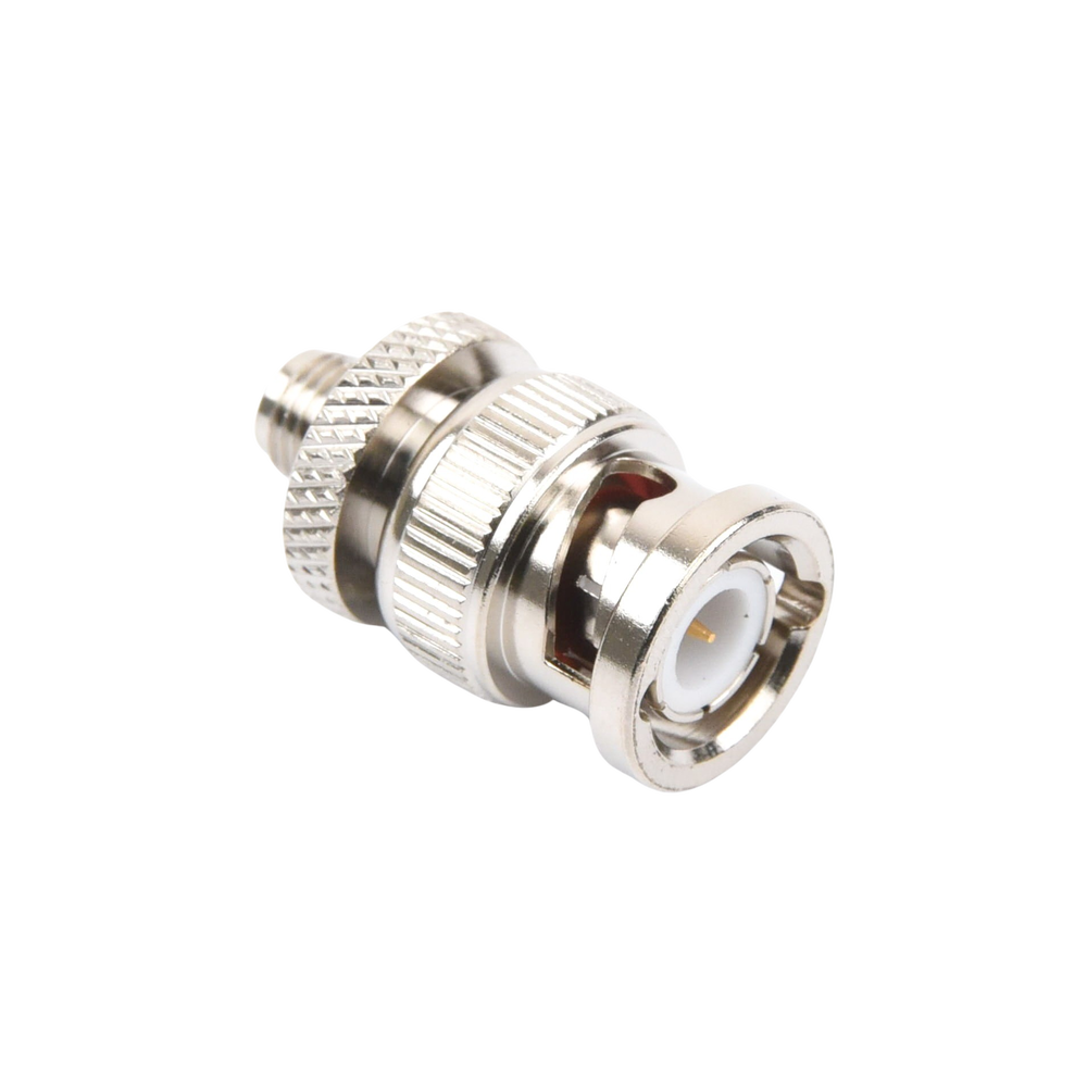 Adaptador en Línea de Conector SMA Hembra a BNC Macho, Níquel/ Oro/ Teflón.