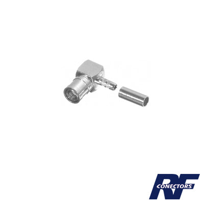 Conector SMB Macho (Plug) en A/R (Pin Hembra), de Anillo Plegable para RG-174/U, Níquel/ Oro/ Teflón.​
