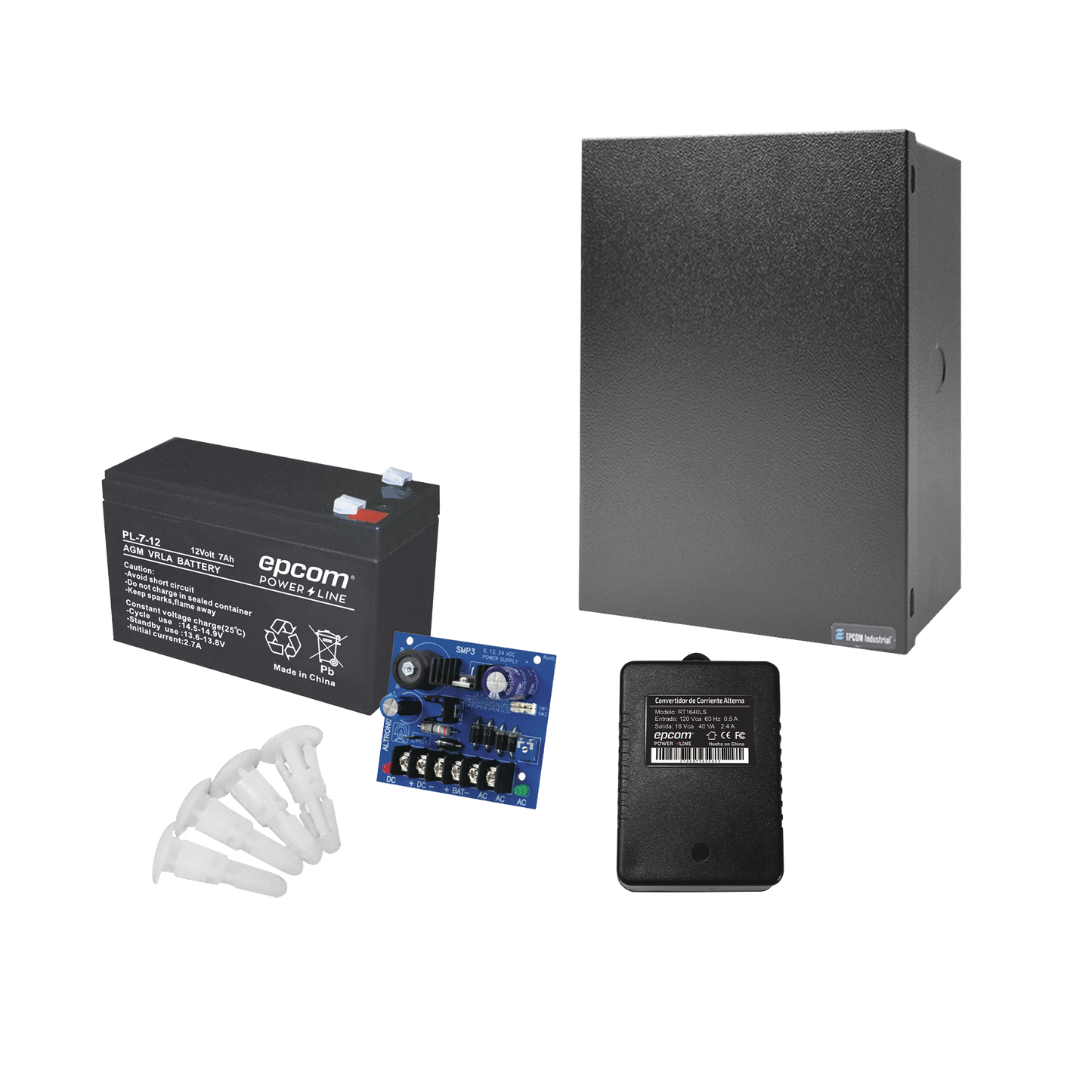 Kit de fuente de poder ALTRONIX ( SMP3 ) , con salida de 12 Vcc a 2.5 A, incluye transformador y batería de 7 Ah