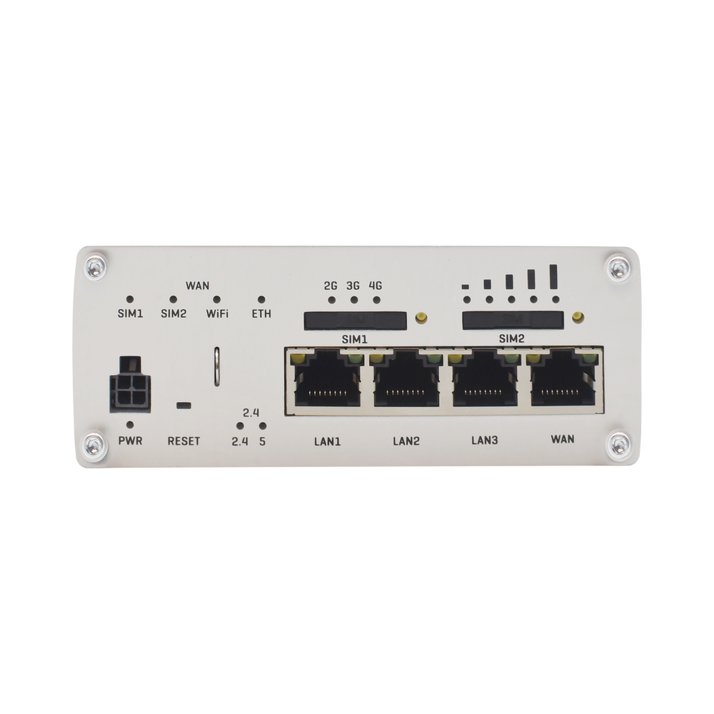 Router Industrial LTE 4.5G Cat 6 / 300 Mbps / WiFi 5 Dual Band / 4 Puertos Gigabit / Doble SIM / GNSS / PoE