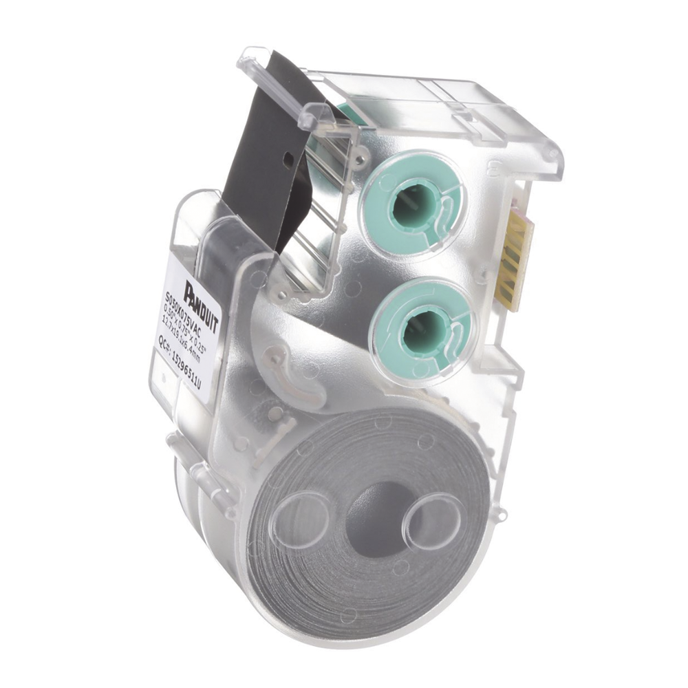 Casete de 450 Etiquetas Autolaminadas de 12.7 x 19.1 mm (0.5 x 0.75 pulgadas), para Cables de 2 a 4 mm (0.08 a 0.16 pulgadas) de Diámetro, Área de Impresión Color Blanco