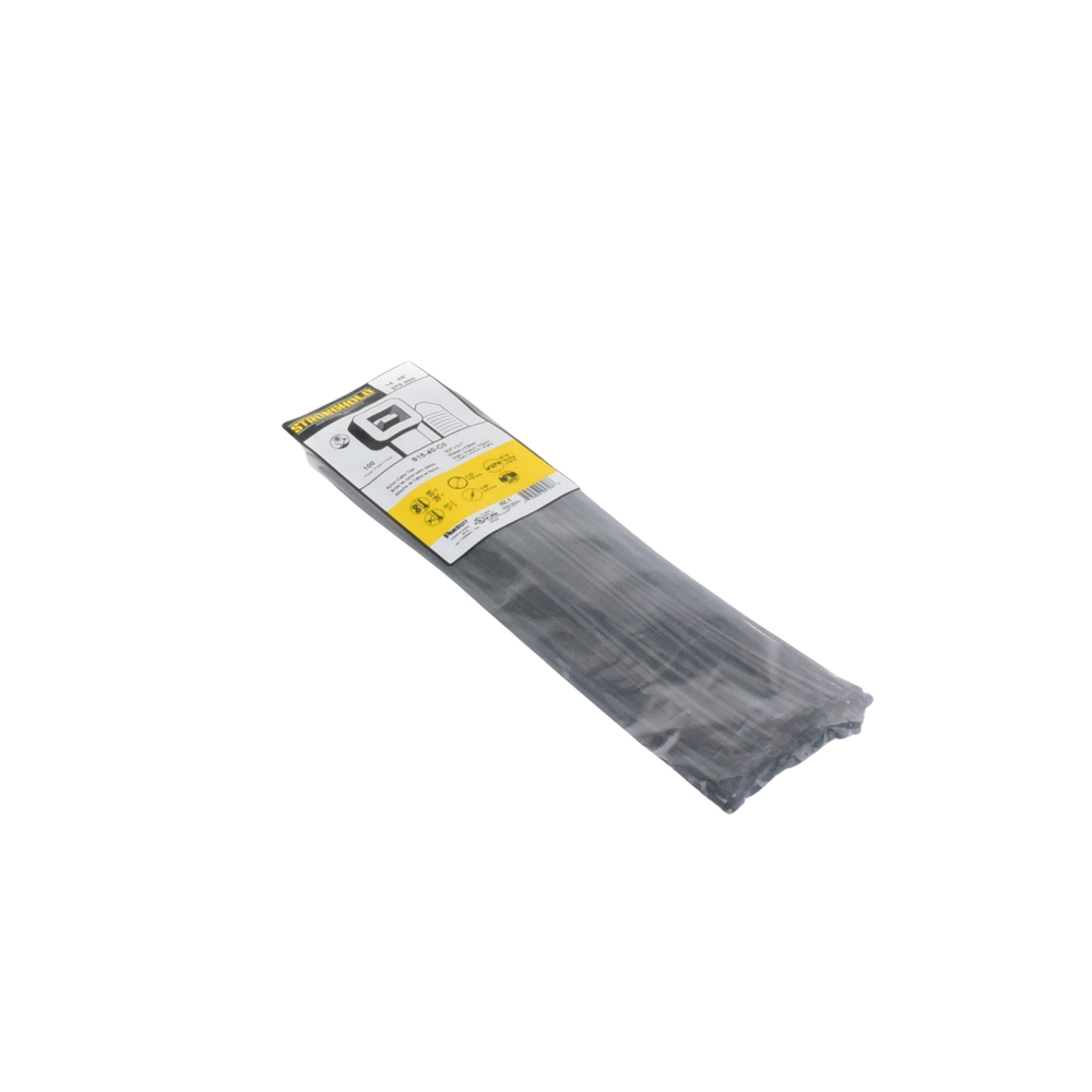Cincho de Nylon 6.6 StrongHold™, 370mm largo x 3.6mm ancho, Color Negro, Exterior Resistente a Rayos UV, Paquete de 100pz