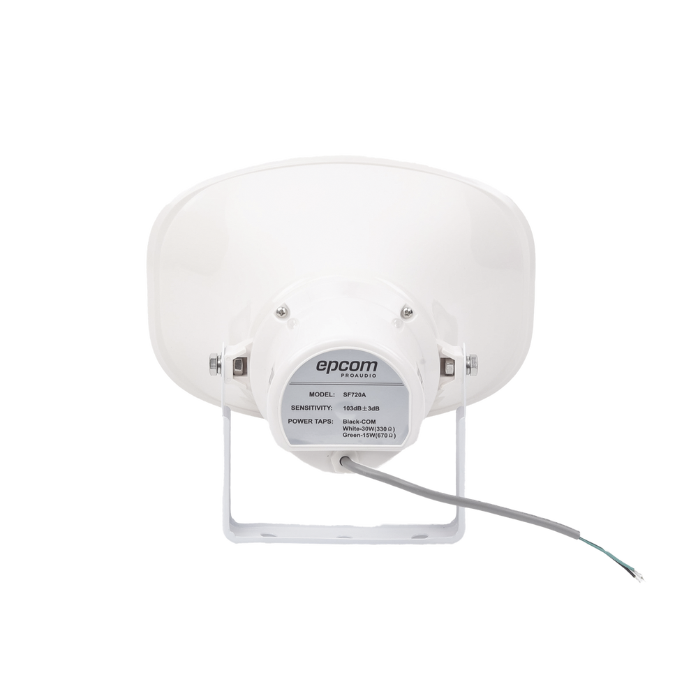 Altavoz para Exterior | Tipo Trompeta | 15-30W | 70/100V | IP66 | Material ABS | Bracket de Metal