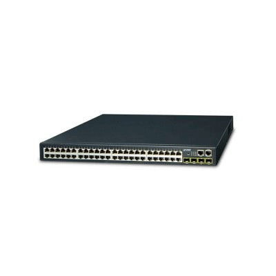 Switch Stack Administrable Capa 3 de 48 puertos 1Gbps + 4 puertos SFP 1Gbps Throughput 77 Mpps