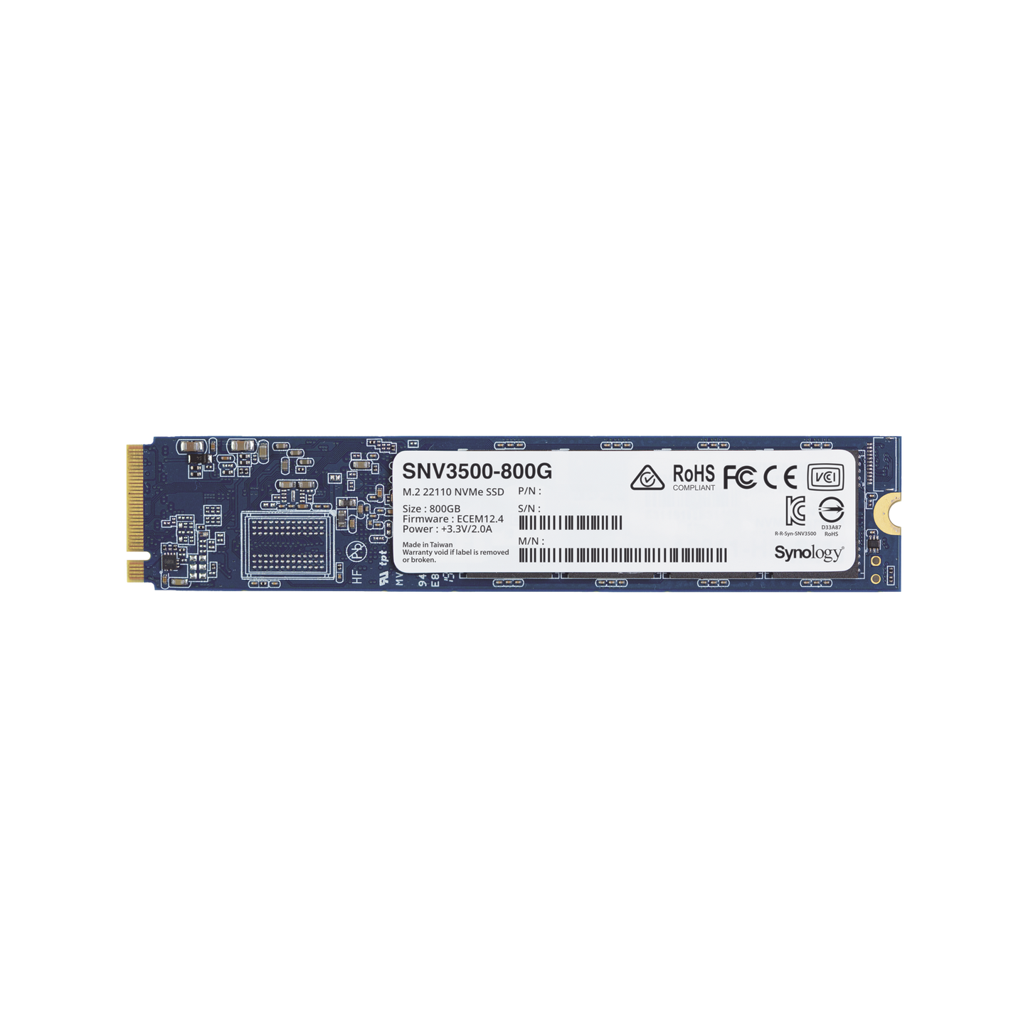 SSD 800GB NVMe M.2 22110, diseñada para Synology NAS con ranuras M.2 integradas