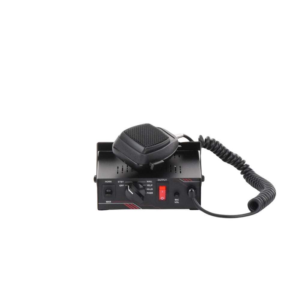 Sirena Vehicular de 100W de Potencia, Con Switch Giratorio de 6 posiciones y Micrófono Integrado de Uso Rudo