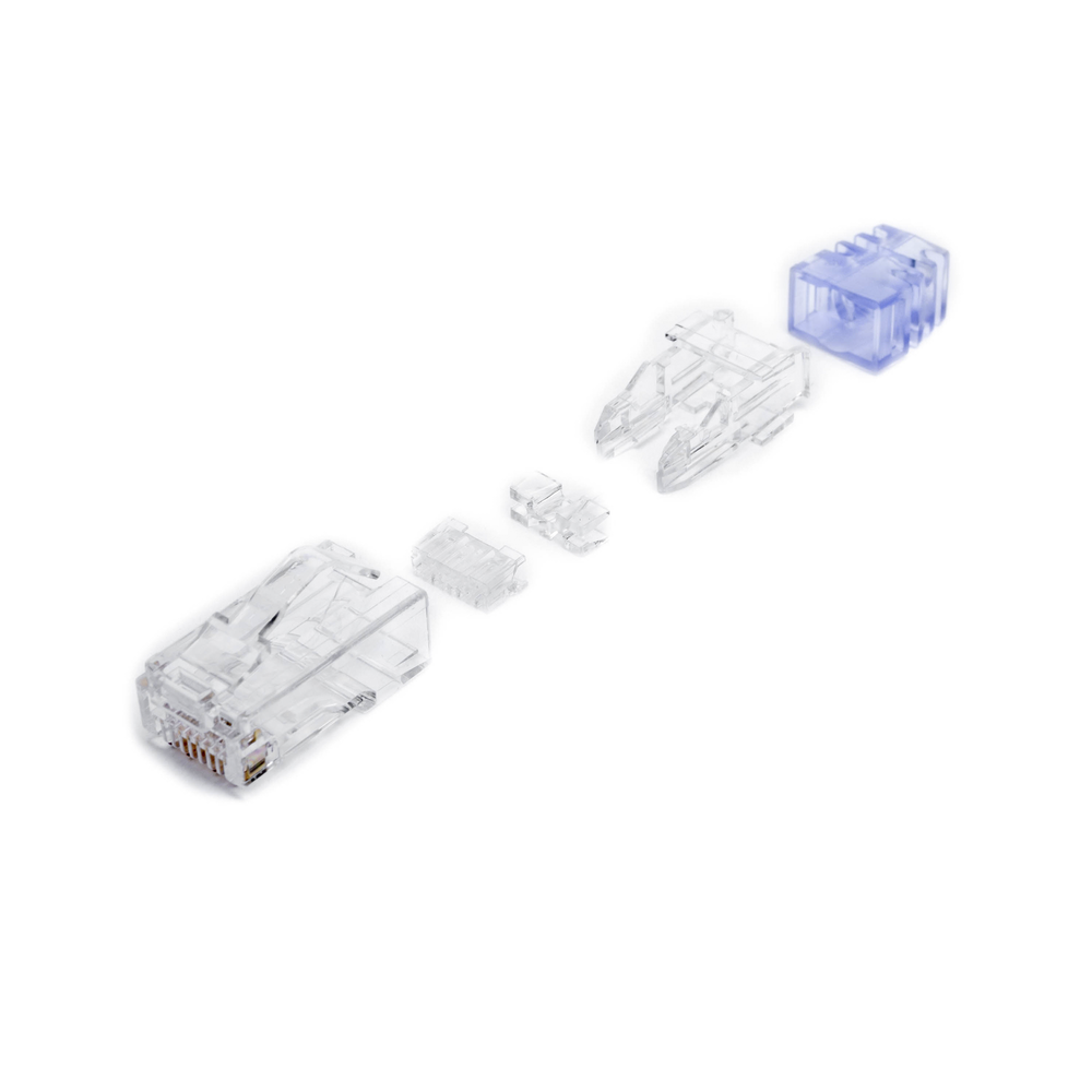 Plug RJ45 Cat6 de 5 Piezas, Para Cable UTP de Calibre 23-24 AWG, Chapado en Oro de 50 Micras, Paquete de 100 Piezas
