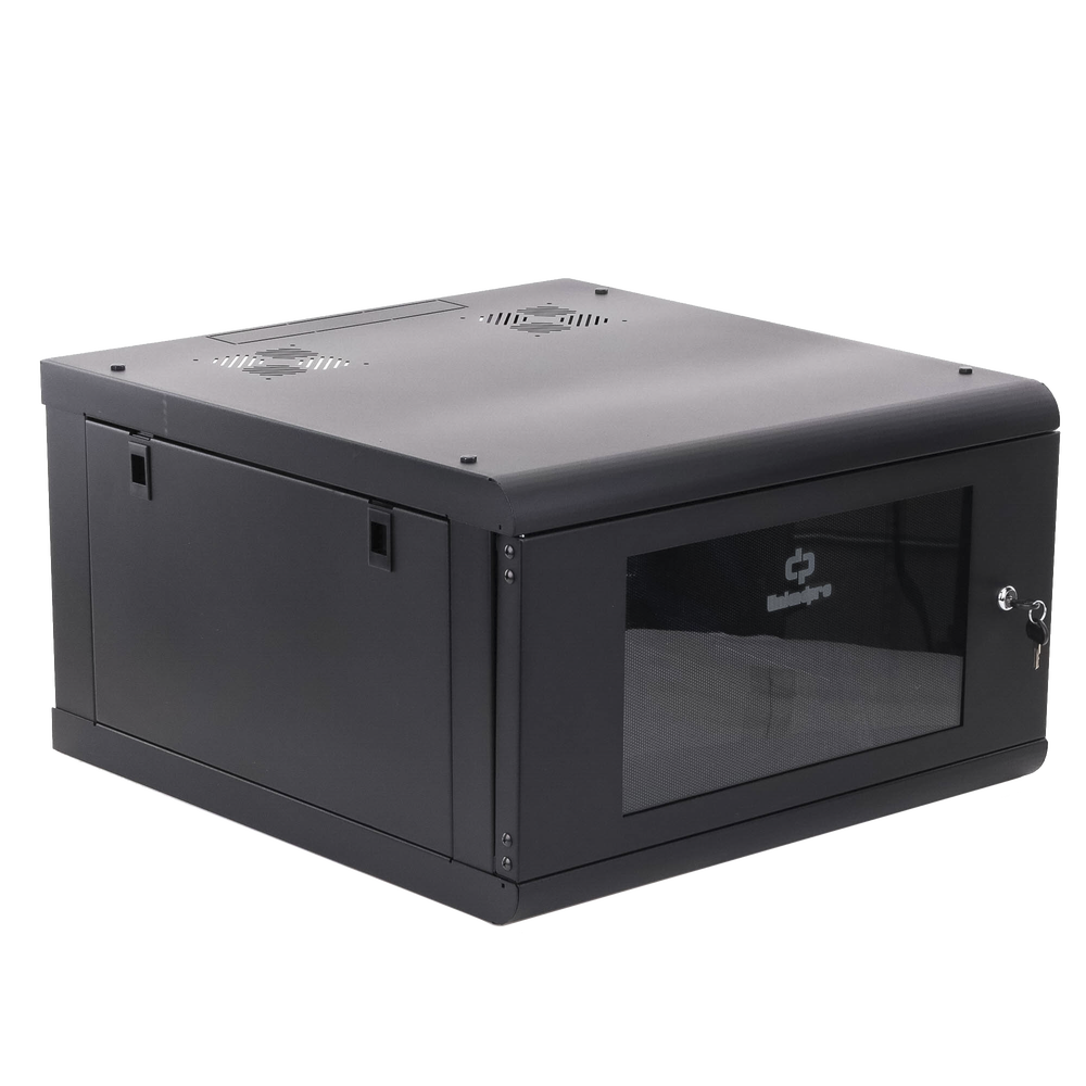 Gabinete de Pared con Puerta de Cristal Templado, 635 mm de Profundidad, 6U Rack de 19 in, Acero Reforzado