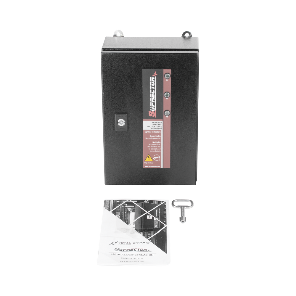 Supresor de Pico Clase C con Voltaje de Operación 277/480 Vca, 2 Fases, 200 KA