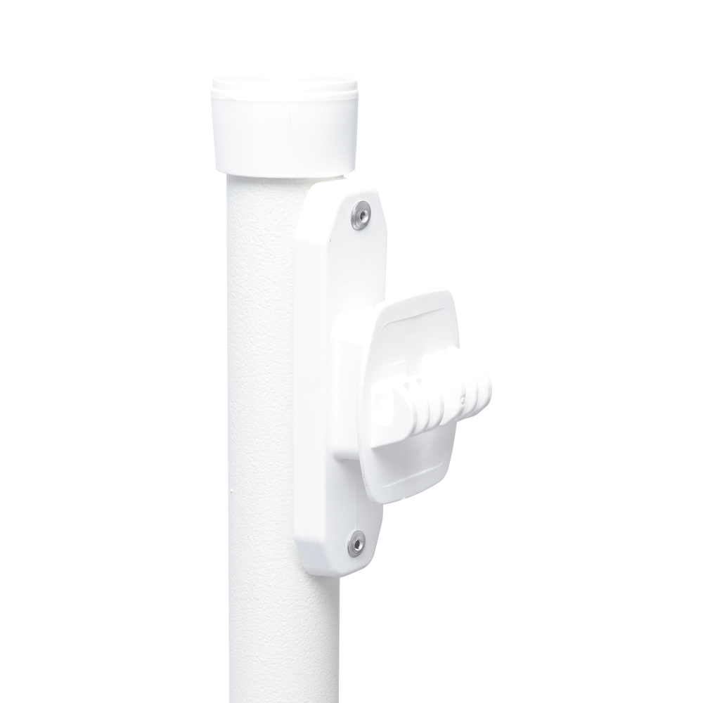 Poste con 6 Aisladores de PASO para Cerca Electrificada. Tubo Galva. de 1.4m, cal. 18 de 1" Diam. + Pintura Blanca.