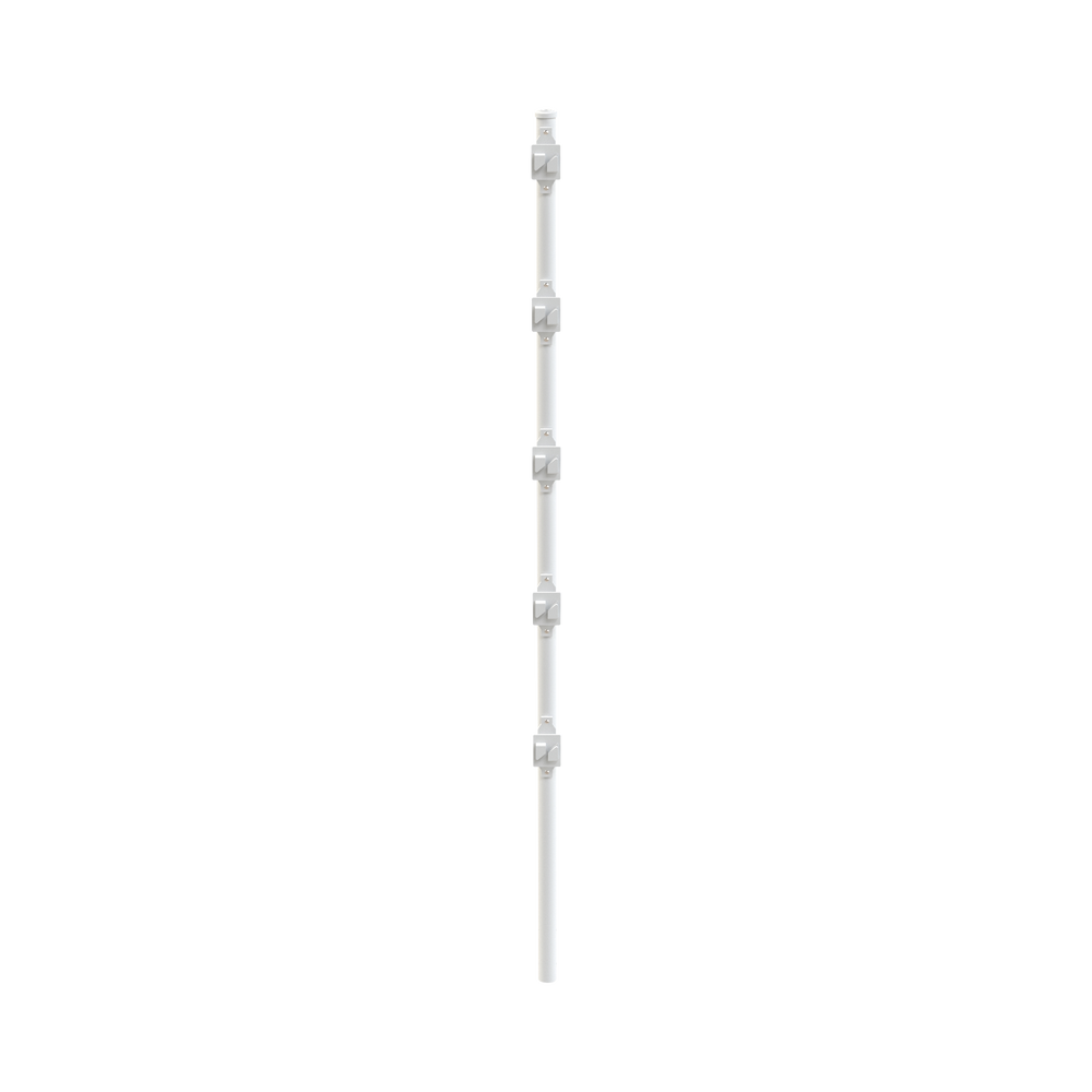 Poste con 5 Aisladores de PASO para Cerca Electrificada. Tubo Galvanizado de 1.2m, cal. 18 de 1" Diam. + Pintura Blanca Aplicación en Polvo.