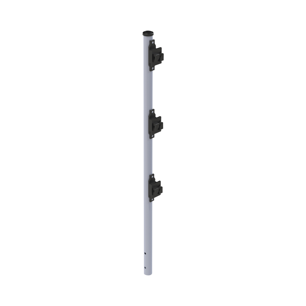 Poste de Paso de 0.75m para Cerca Electrificada. Tubo Galvanizado cal. 18 de 1"Diam. con Tapón y 3 Aisladores Instalados.