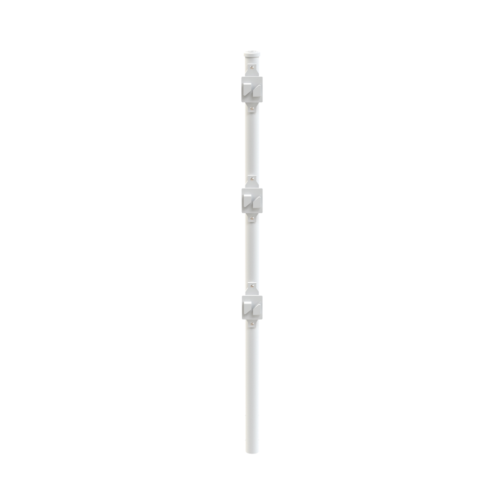 Poste de Paso Blanco de 0.75m para Cerca Electrificada. Tubo Galvanizado cal. 18 de 1"Diam. con Tapón y 3 Aisladores Instalados.
