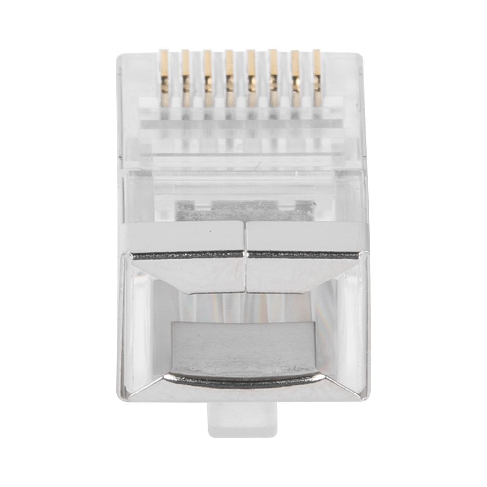 Bote con 100 Piezas de Plug Modular RJ45 Cat6 Blindado, Chapado de Oro a 30 Micras para Durabilidad Extrema SIN PIN de Tierra