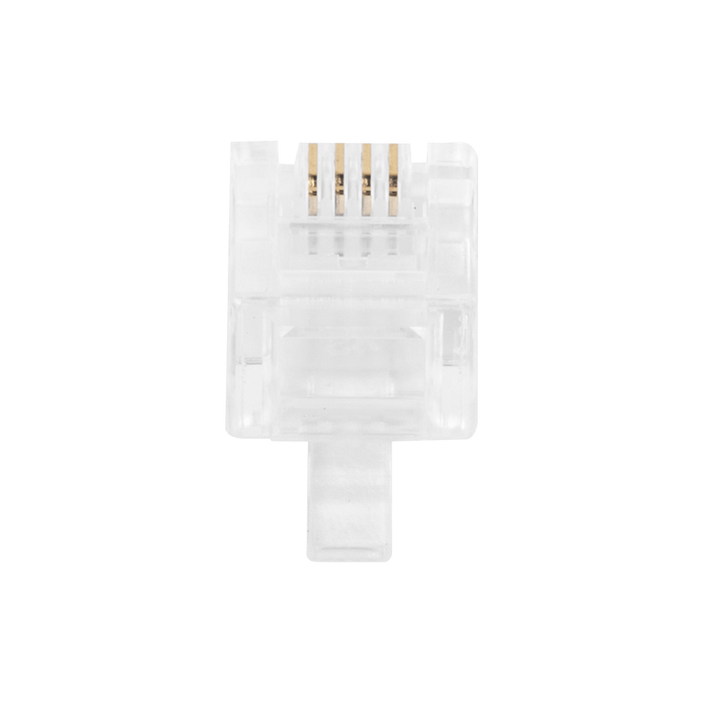 Bote con 100 Piezas de Plug Modular Tipo RJ11 de 4 Contactos Chapado de Oro a 50 Micras