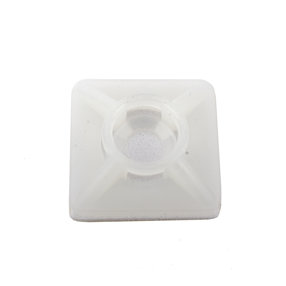 Base Autoadherible para Cinchos Práctica y Eficiente para la Organización y Fijación de Cables, Fabricada en Nylon Resistente y de Color Natural con una Medida de 19x19 mm, Paquete con 100 Piezas (4210-00001)