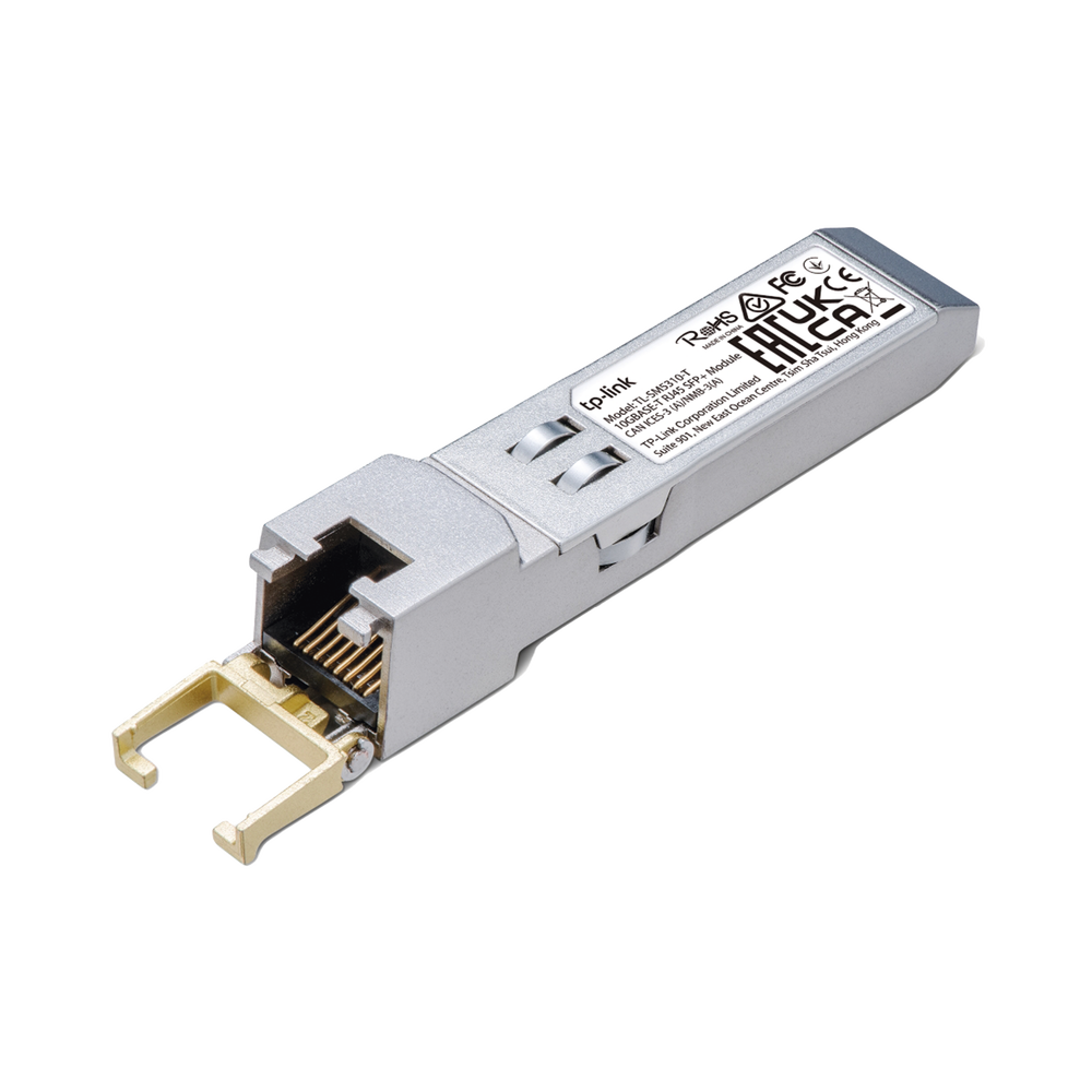 Transceptor mini-GBIC SFP+ RJ45 / Admite 10GBASE-T, 5GBASE-T, 2.5GBASE-T, 1000BASE-T y 100BASE-TX / Distancia Hasta 30 metros / Conector RJ45 (10G)