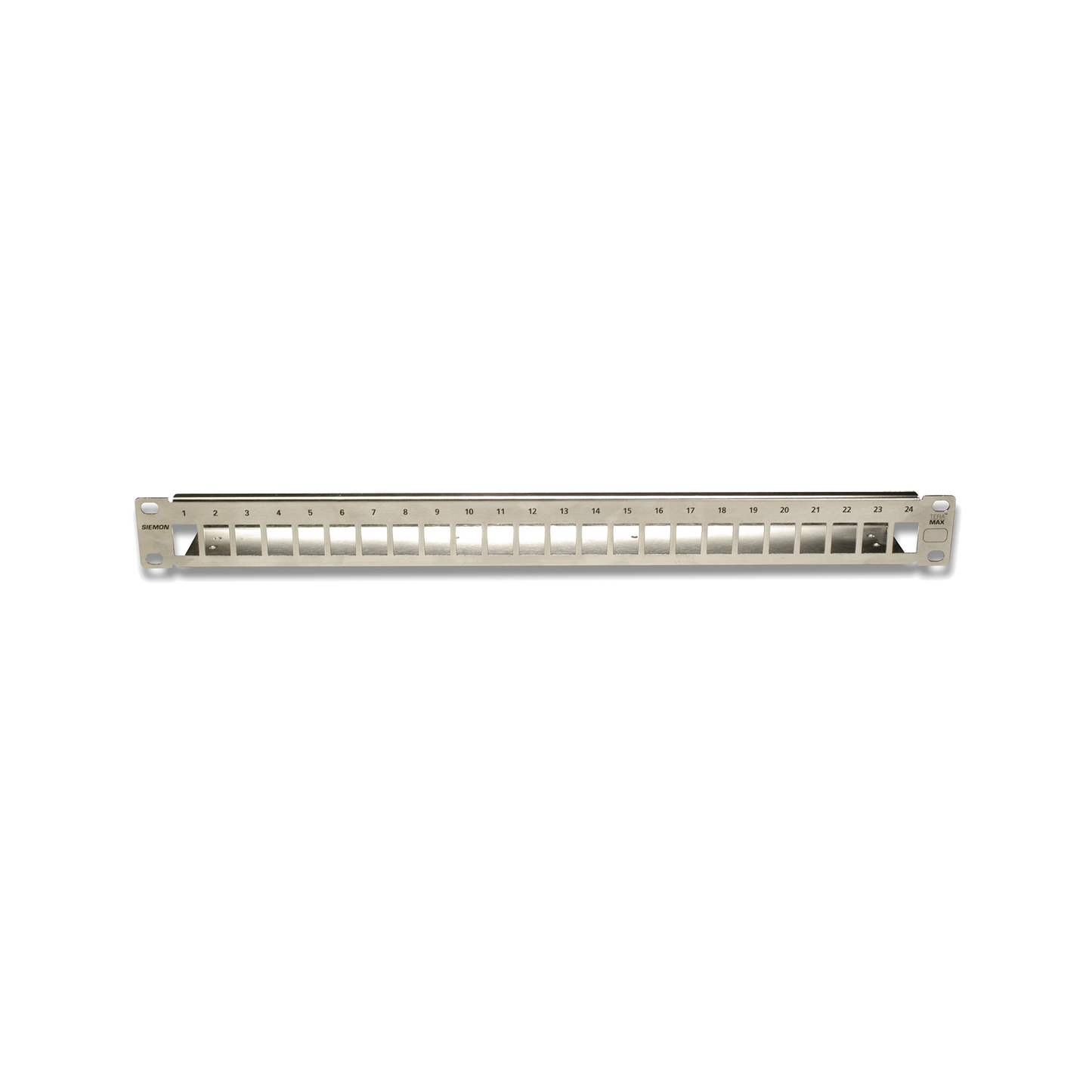 Patch Panel TERA-MAX Blindado de 24 Puertos, Modular, Plano, Compatible con solución TERA o Z-MAX ™, Color Metalico, 1UR