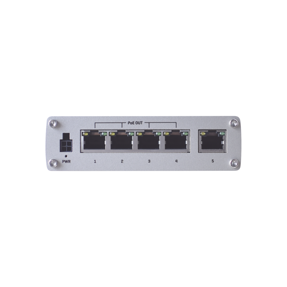 Switch Industrial No-Administrable 5 puertos Gigabit, PoE en 4 puertos 802.3af/at (120W)