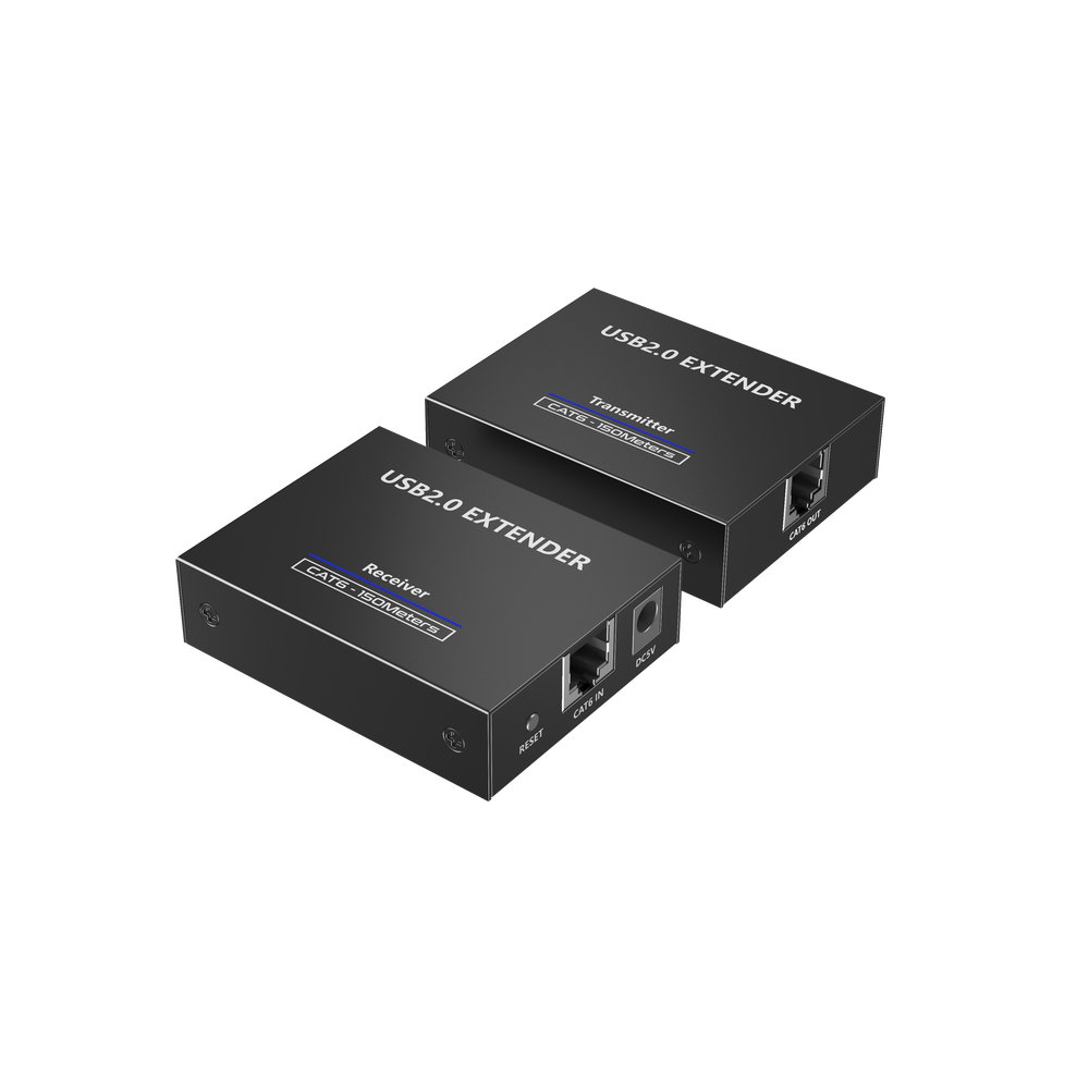 Kit EXTENSOR USB 2.0 de 4 Puertos para Distancias de Hasta 150 m | Soporta USB 2.0, USB 1.1 y USB 1.0 | UTP Cat 5e/6/6a/7 | Soporta Switch Gigabit | Ideal para Cámaras WEB, Impresoras, Escáner, Memorias, Mouse, etc.