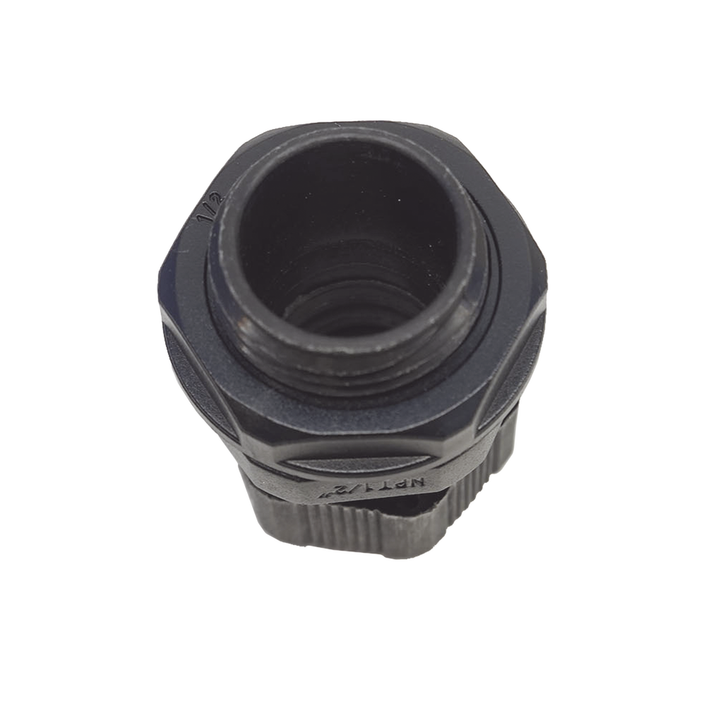 Conector Plástico Negro Tipo Glándula para Rosca NPT 1/2"